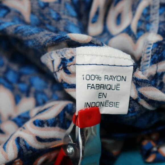 Pacific Line Bora Bora Aloha Camp Shirt Mens XL Deep Blue w Hibiscus - Picture 6 of 6